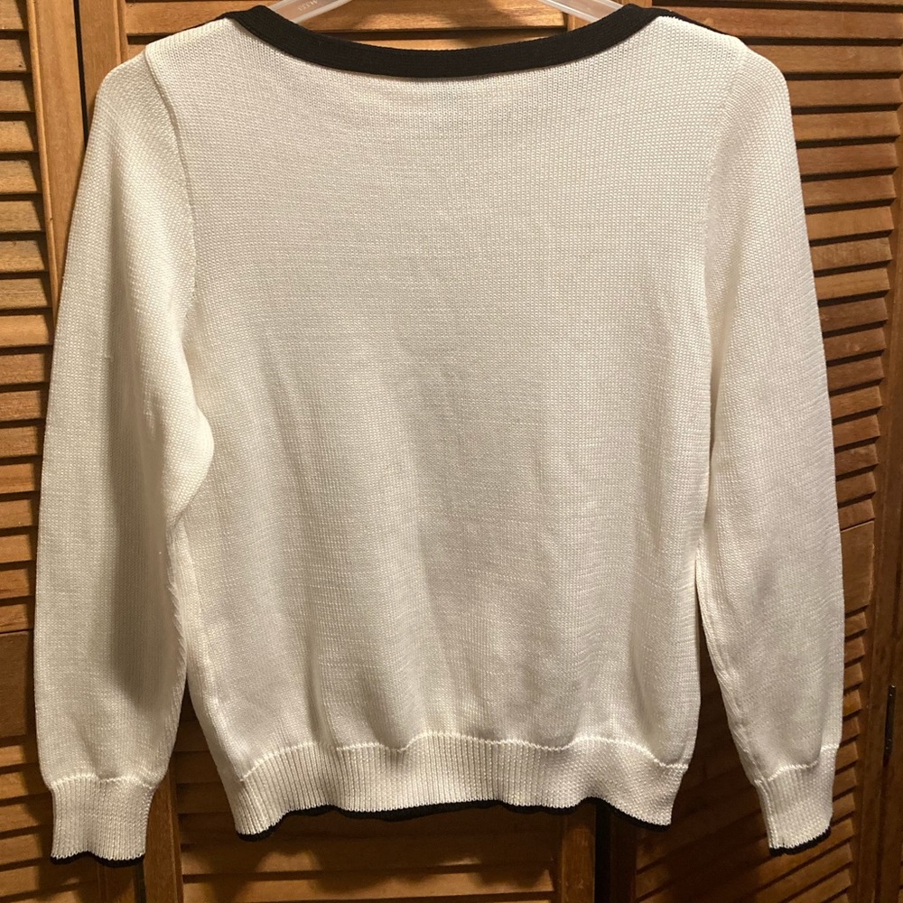 Lauren Ralph Lauren White & Black Knit Boatneck Sweater - Picture 2 of 16